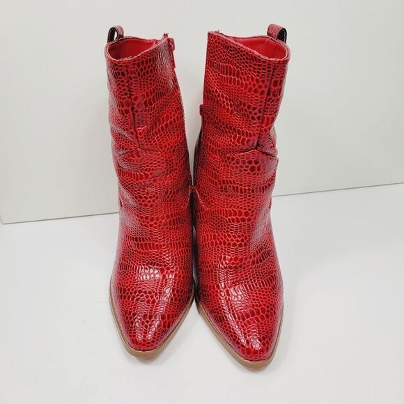 Nadia x FTF Red Faux Croc Nelly Cowgirl Boot Size 10W - Picture 4 of 8